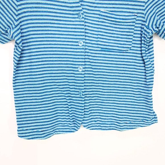Frankies Bikinis Terry Shirt Mini Skirt Set Blue Button Up Sizes Medium Large - Picture 11 of 16